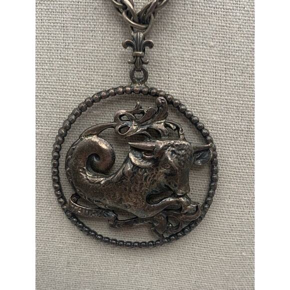 Vintage Zodiac Taurus Necklace & Pendant Substantial Statement Whimsygoth - Picture 1 of 5